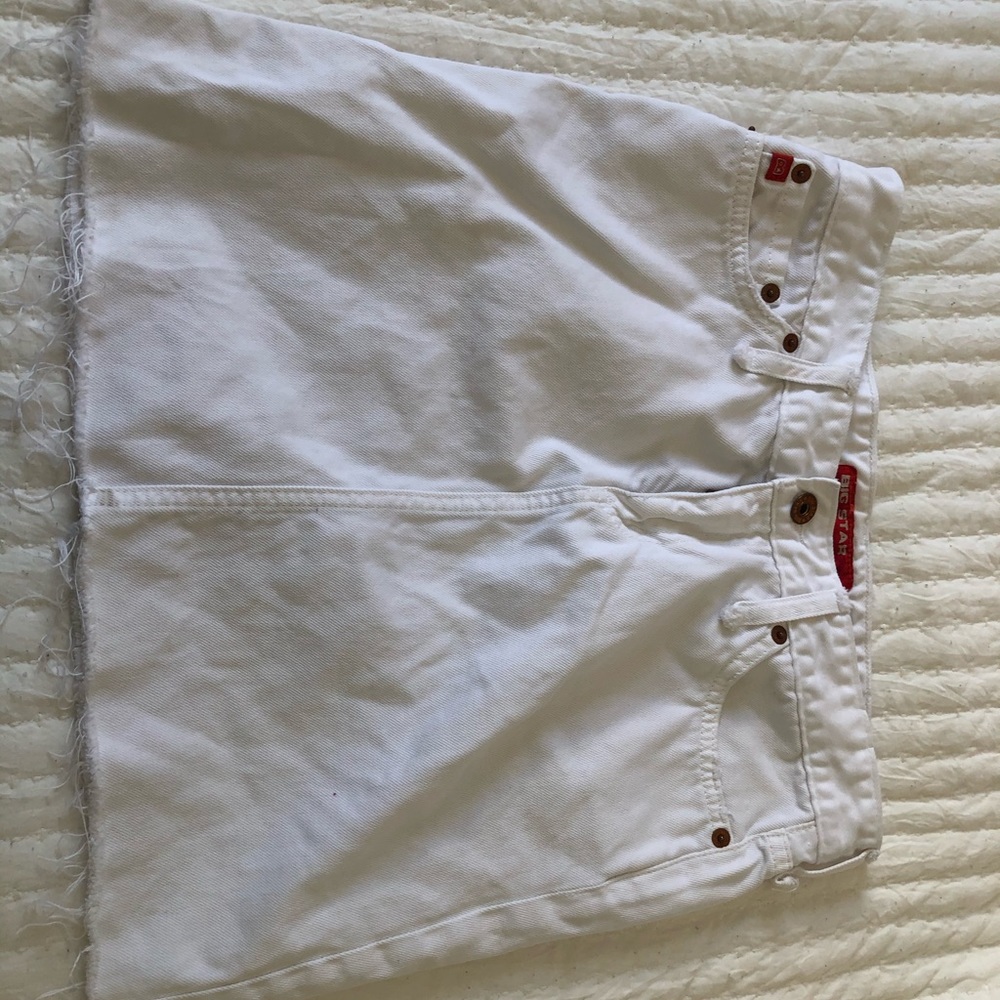 White denim mini skirt